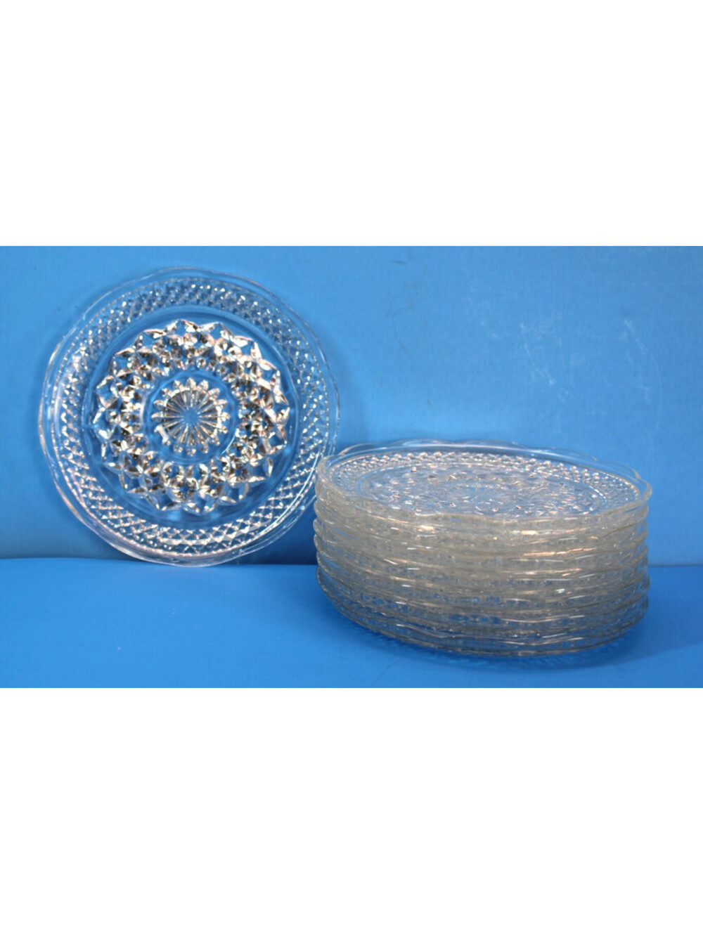 MCM Anchor Hocking Wexford Bread/Butter PGlass Plates x8 6" Scalloped Edge LNC